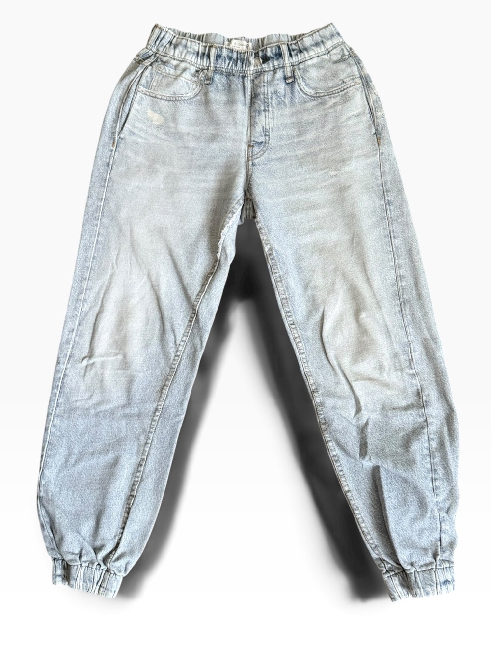 Rag & Bone Miramar Joggers Light Wash Distressed Denim Print Terry Pants